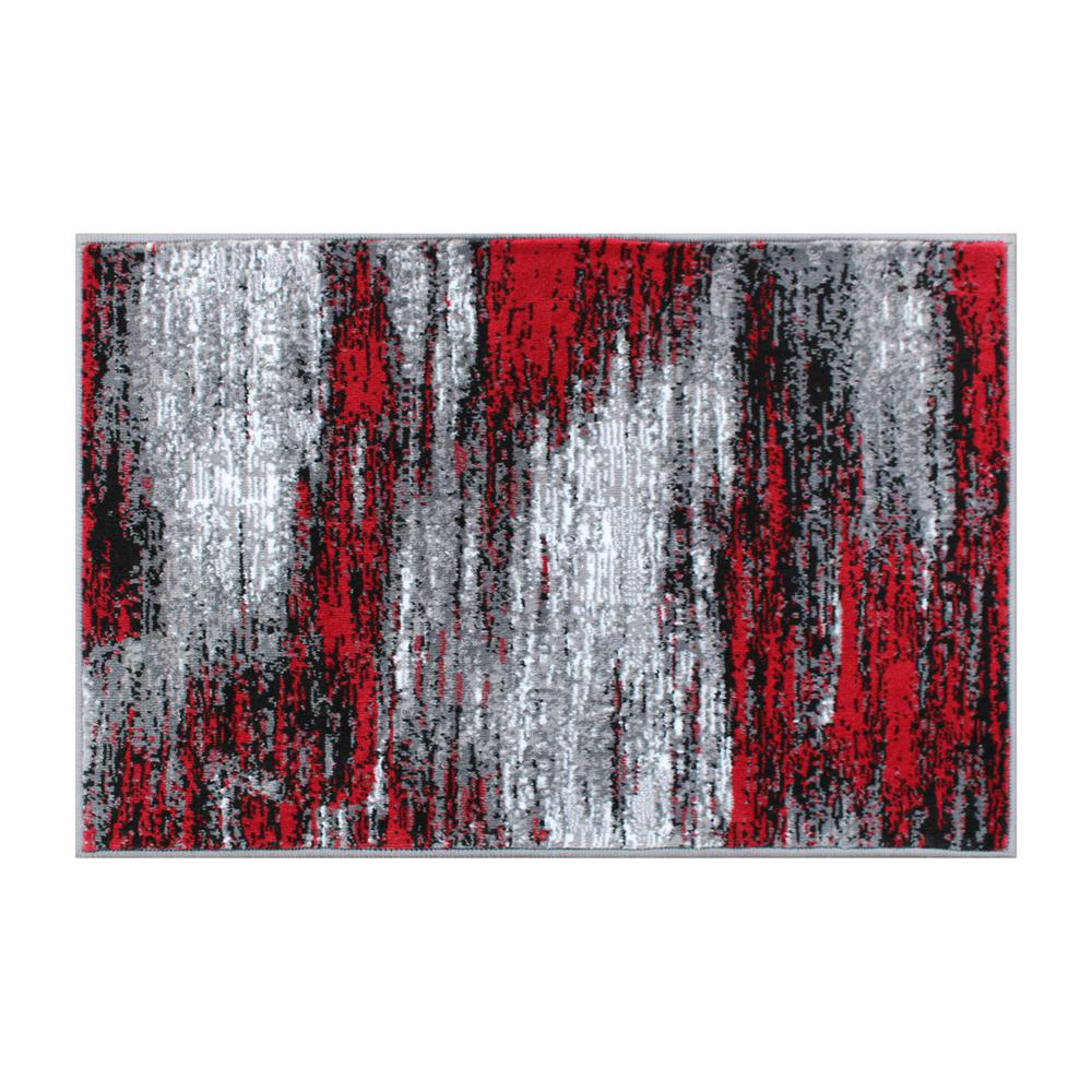 2' x 3' Red Abstract Scraped Area Rug - Olefin Rug. Picture 1