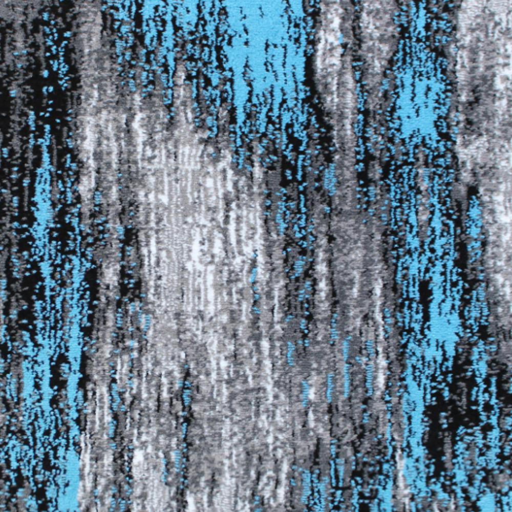 Rylan Collection 2' x 7' Blue Abstract Area Rug - Olefin Rug with Jute Backing for Hallway, Entryway, Bedroom, Living Room. Picture 6