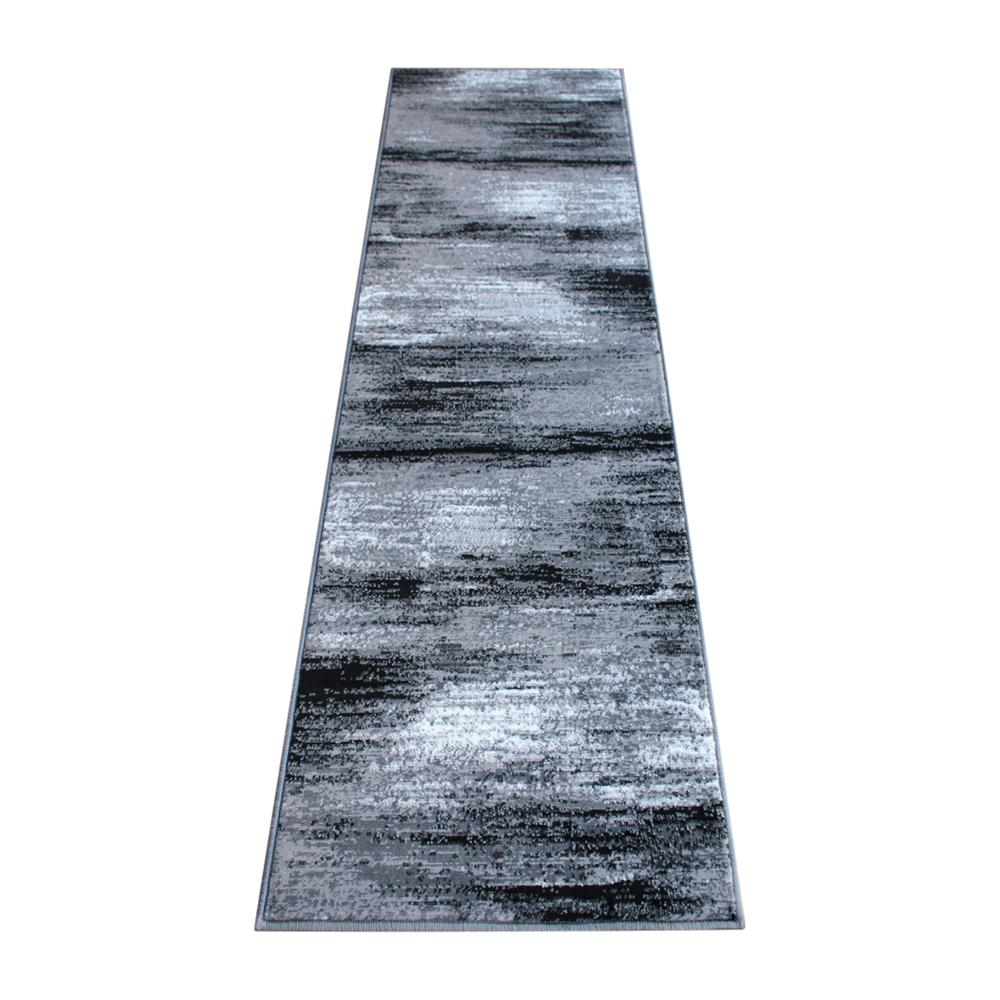 2' x 7' Gray Abstract Area Rug - Olefin Rug. Picture 1