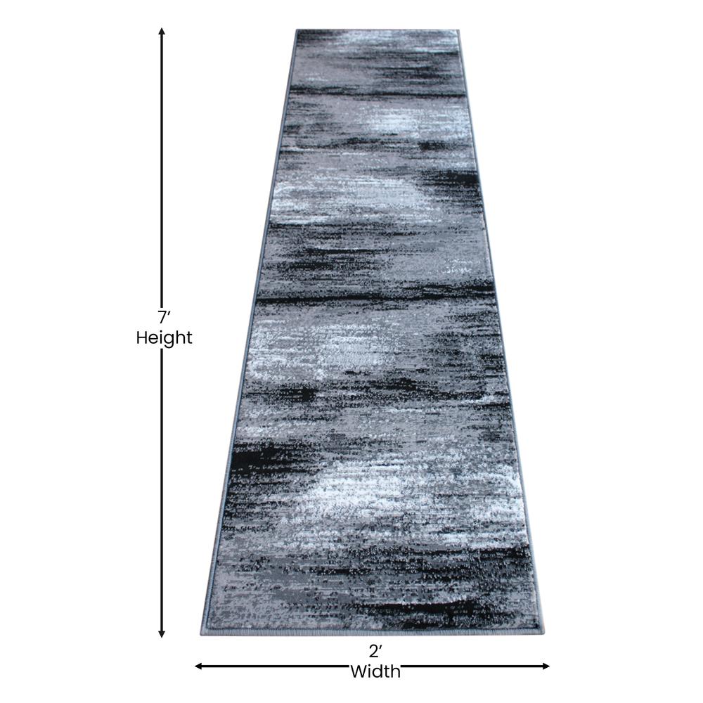 2' x 7' Gray Abstract Area Rug - Olefin Rug. Picture 4