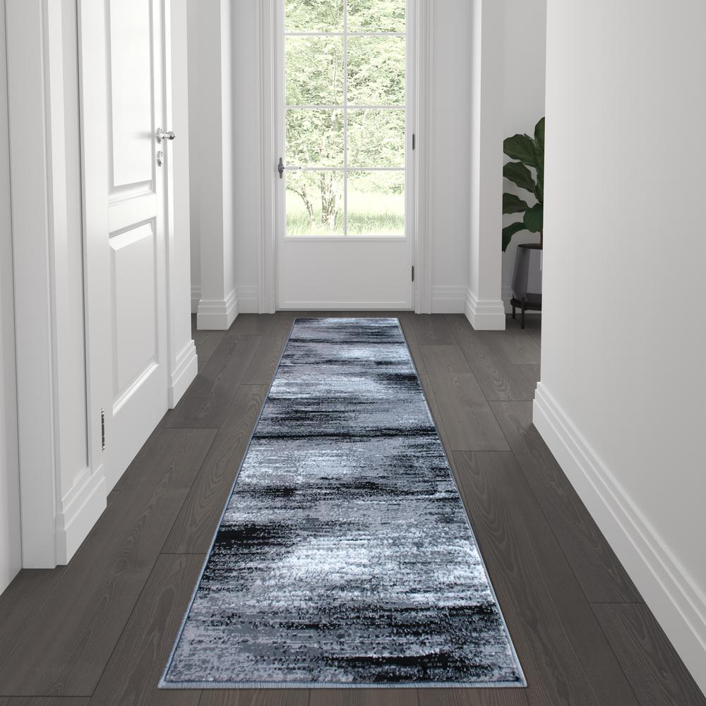 2' x 7' Gray Abstract Area Rug - Olefin Rug. Picture 2