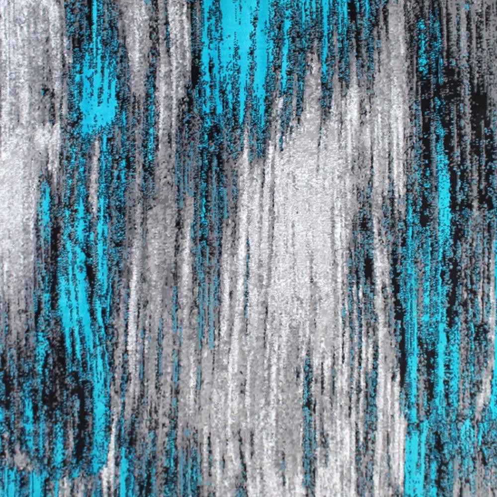 2' x 7' Turquoise Abstract Area Rug-Olefin Rug. Picture 6