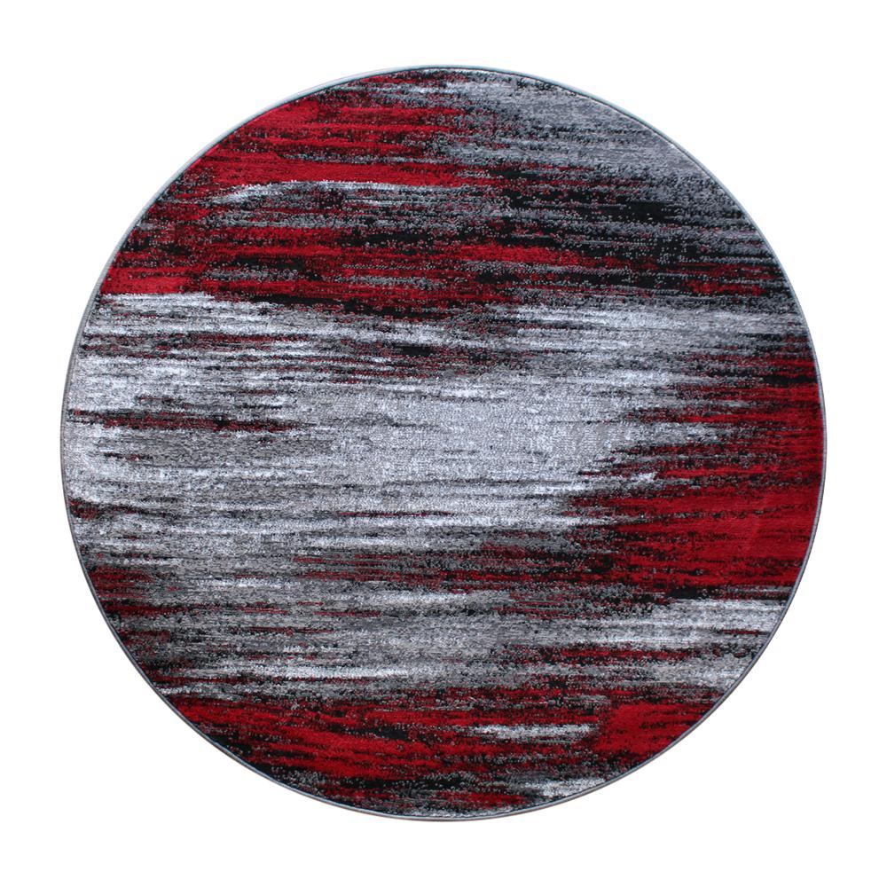 5' x 5' Round Red Abstract Area Rug - Olefin Rugs. Picture 1
