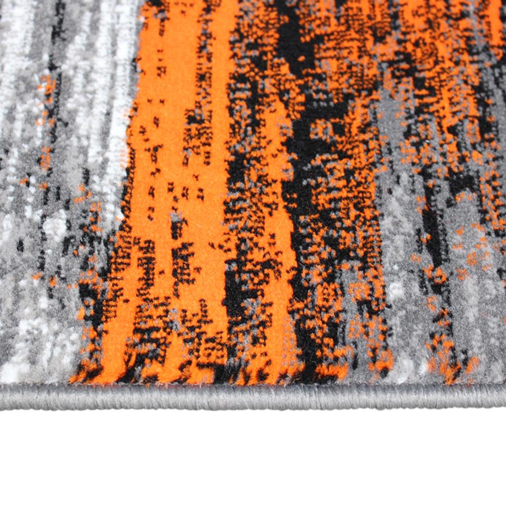 5' x 7' Orange Scraped Design Area Rug - Olefin Rug with Jute Backing. Picture 6