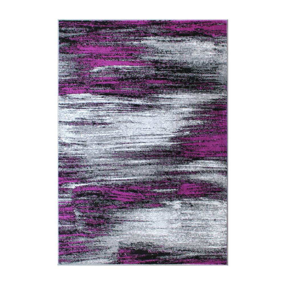 5' x 7' Purple Scraped Design Area Rug - Olefin Rug with Jute Backing. Picture 1