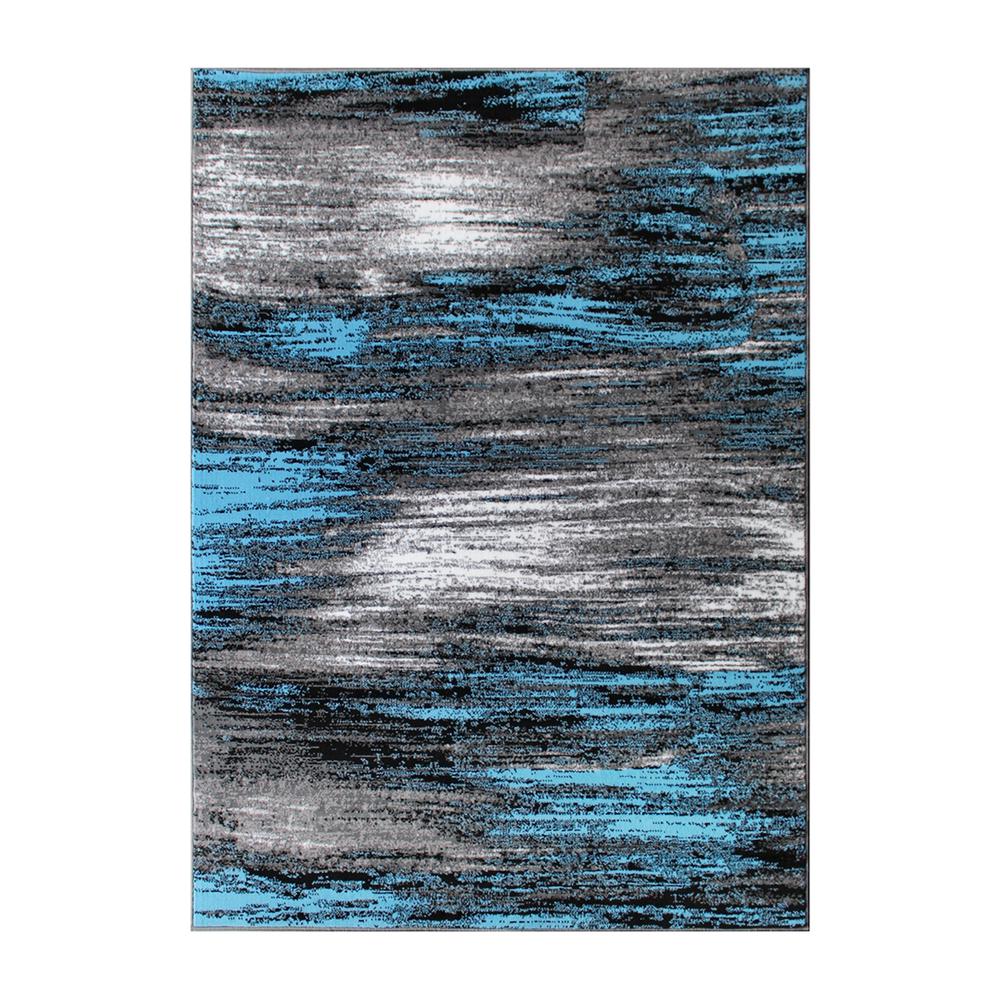 8' x 10' Blue Scraped Design Area Rug - Olefin Rug with Jute Backing. Picture 1