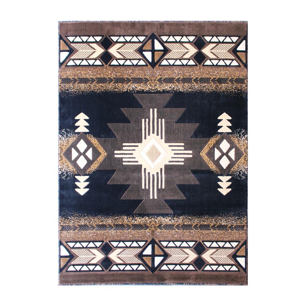 8' x 10' Black Traditional Southwestern Area Rug - Olefin Fibers. Picture 1