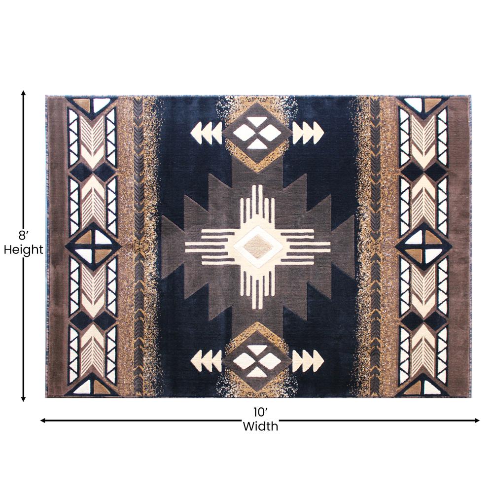 8' x 10' Black Traditional Southwestern Area Rug - Olefin Fibers. Picture 2