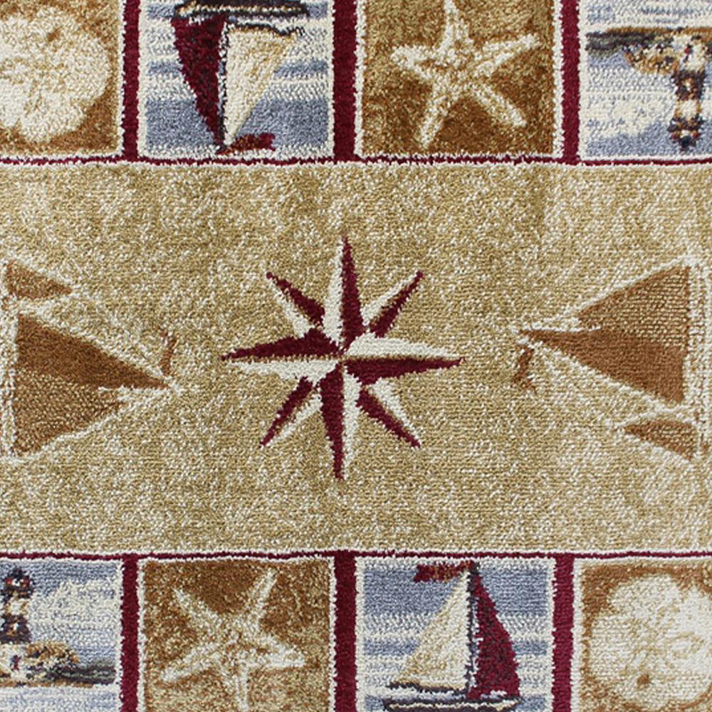 Plush 2' x 3' Beige Nautical Area Rug for Indoor Use. Picture 2