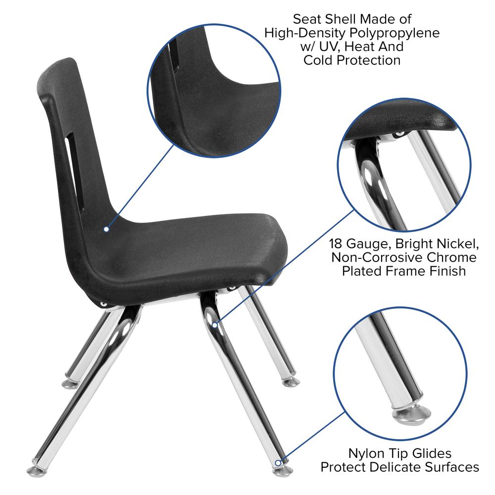 Black Student Stack School Chair - 12-inch. Picture 6