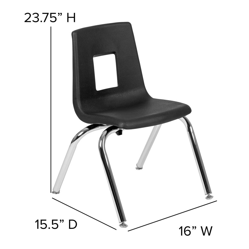 Black Student Stack School Chair - 14-inch. Picture 2