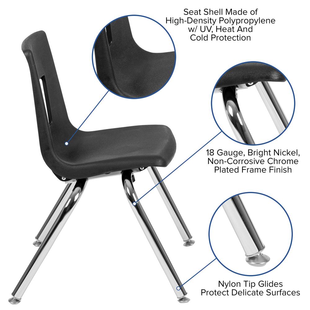 Black Student Stack School Chair - 14-inch. Picture 19