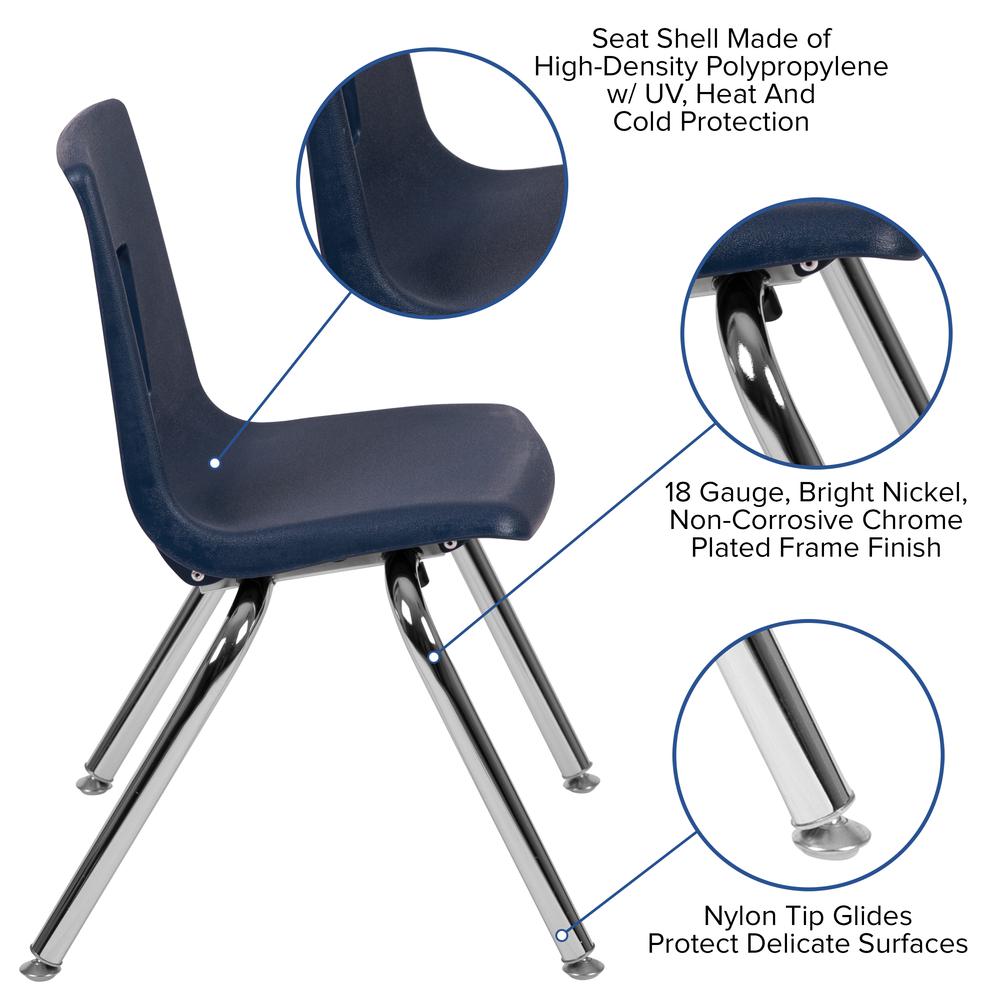 Navy Student Stack School Chair - 14-inch. Picture 6