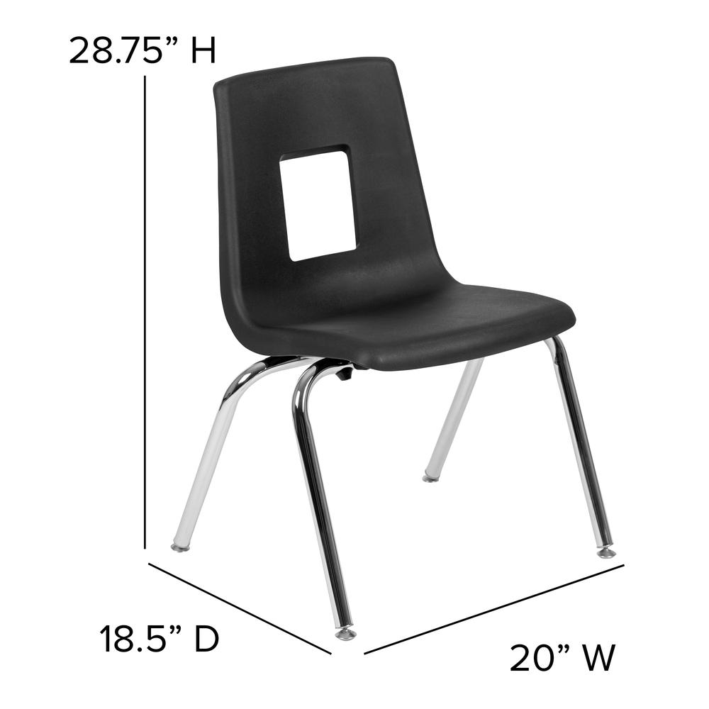 Black Student Stack School Chair - 16-inch. Picture 2