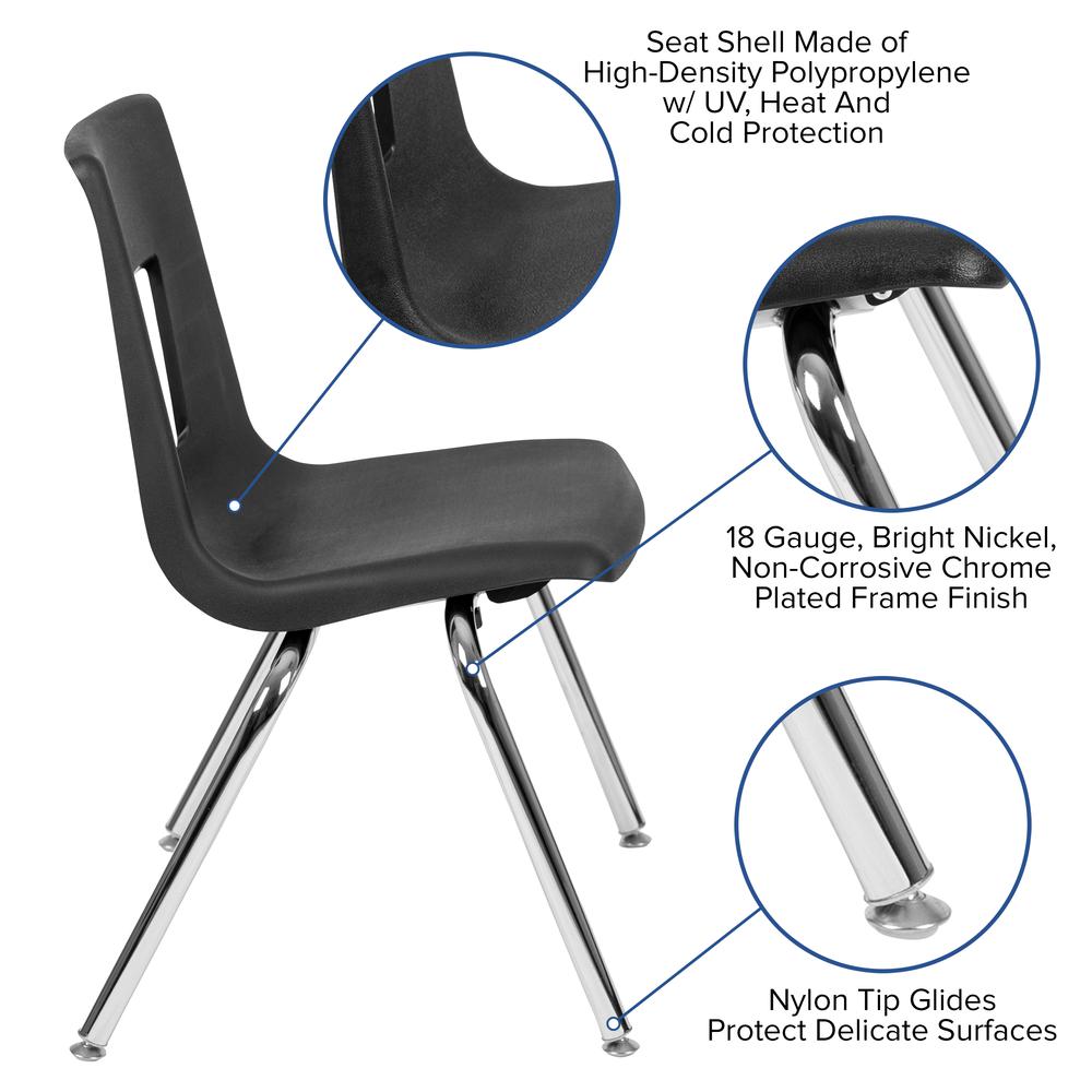 Black Student Stack School Chair - 16-inch. Picture 6