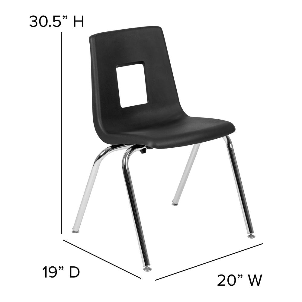 Black Student Stack School Chair - 18-inch. Picture 2