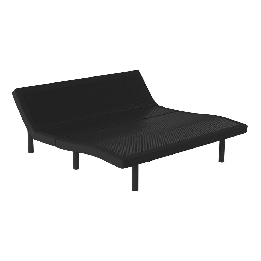 Adjustable Upholstered Bed Base & Independent Head/Foot Incline-King - Black. Picture 2