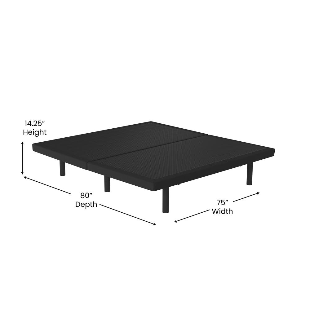 Adjustable Upholstered Bed Base & Independent Head/Foot Incline-King - Black. Picture 6