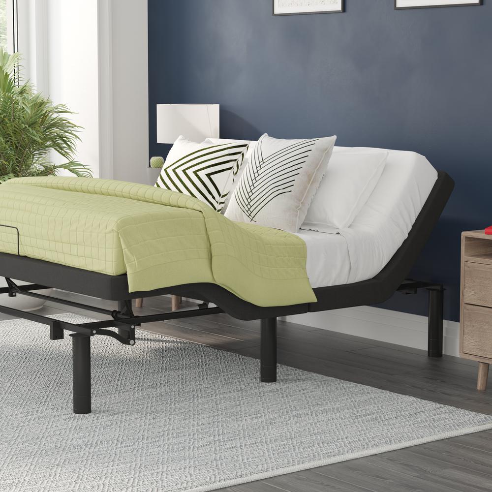 Adjustable Upholstered Bed Base & Independent Head/Foot Incline-Queen - Black. Picture 7
