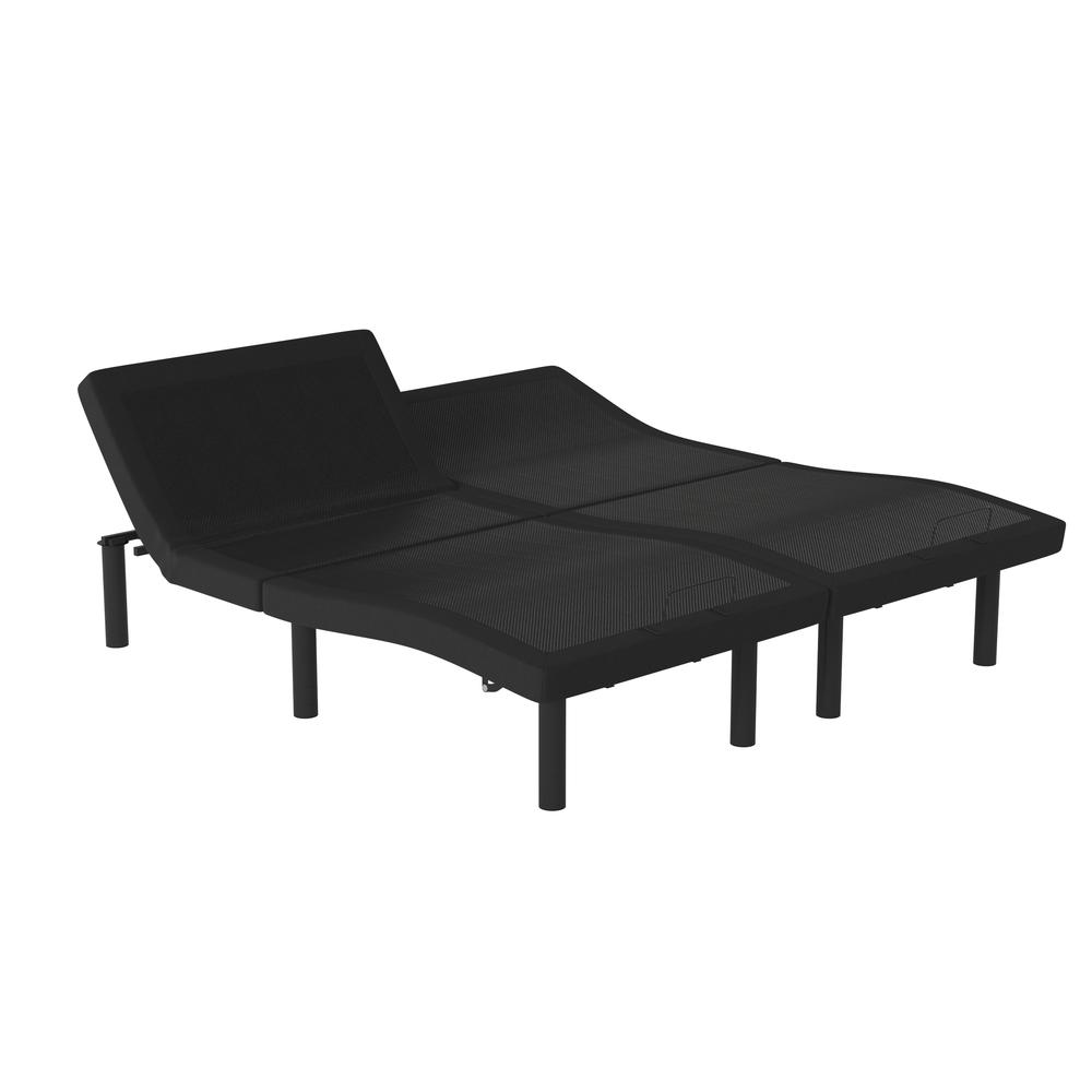 Adjustable Upholstered Bed Base-Split King - Black. Picture 2