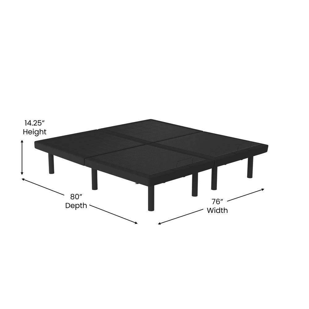 Adjustable Upholstered Bed Base-Split King - Black. Picture 6