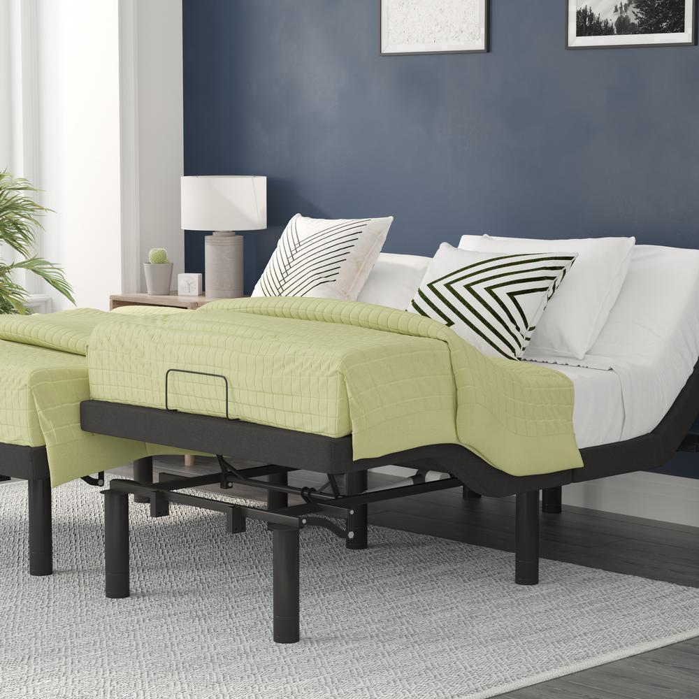 Adjustable Upholstered Bed Base-Split King - Black. Picture 7