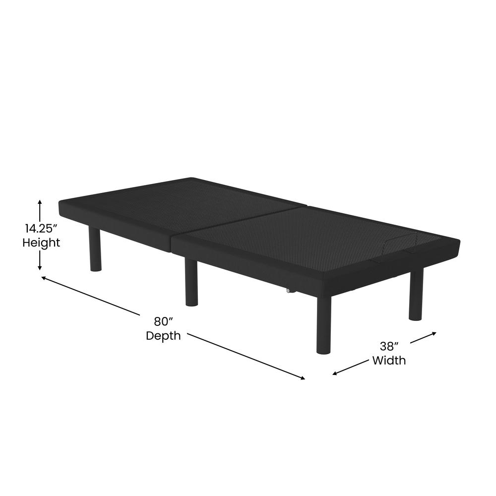 Adjustable Upholstered Bed Base & Independent Head/Foot Incline -Twin XL - Black. Picture 6
