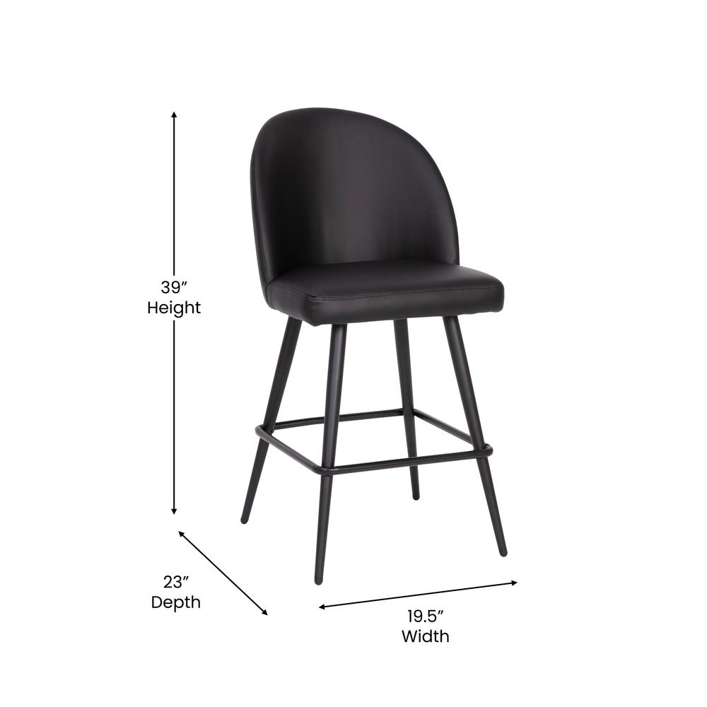 Set of 2 High Back Armless 26" Counter Stools Black LeatherSoft-Set of 2. Picture 6