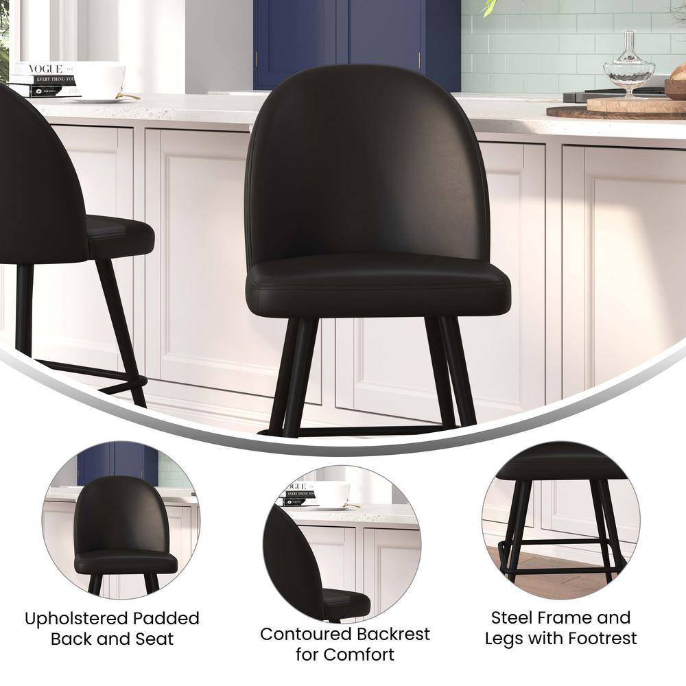 Set of 2 High Back Armless 26" Counter Stools Black LeatherSoft-Set of 2. Picture 5