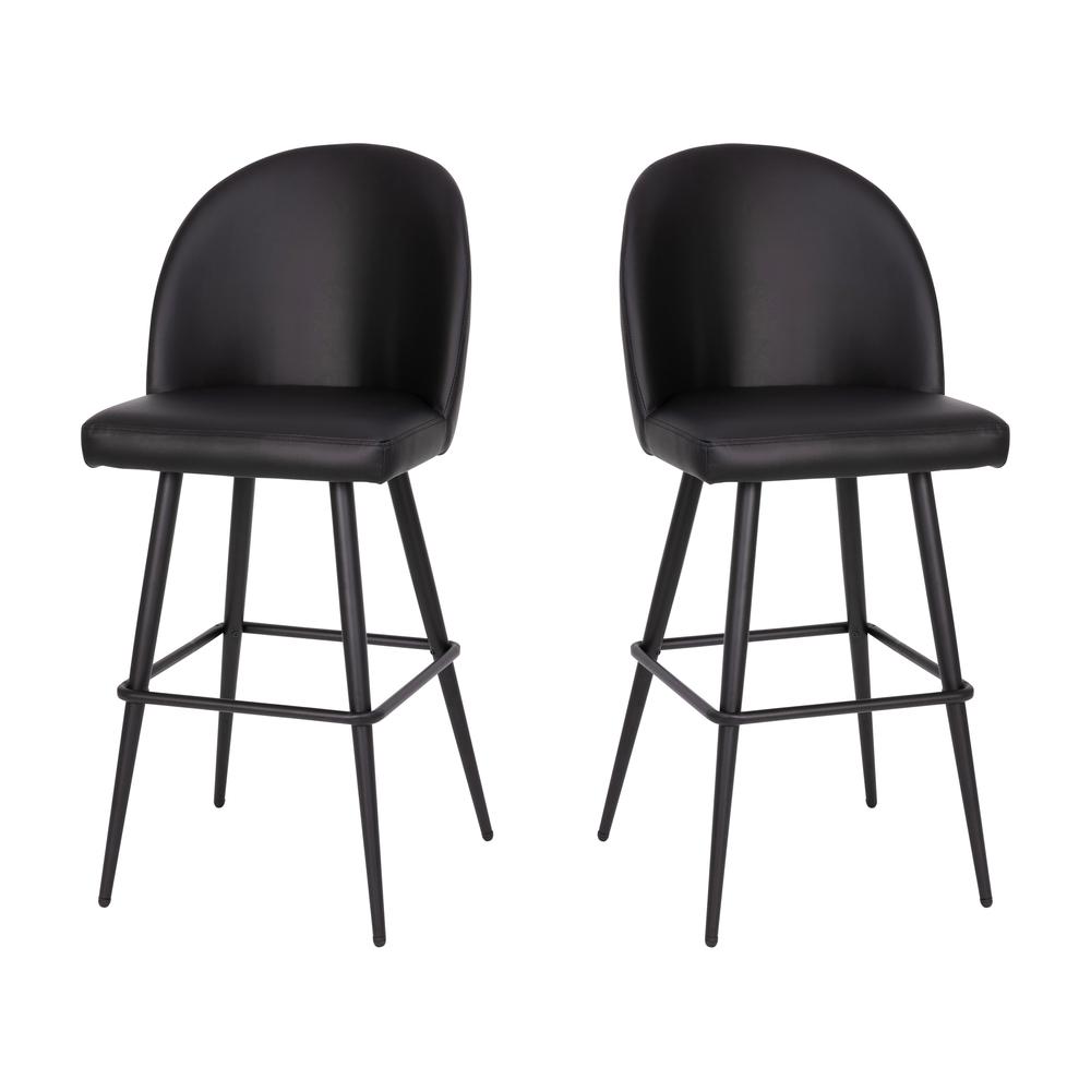 30" High Back Armless Barstools, Black LeatherSoft-Set of 2. Picture 3