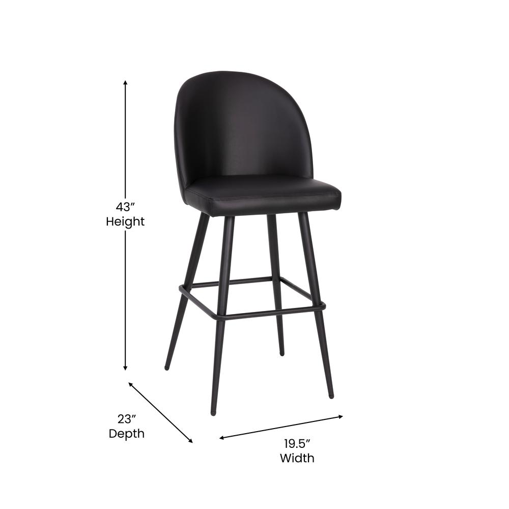 30" High Back Armless Barstools, Black LeatherSoft-Set of 2. Picture 6