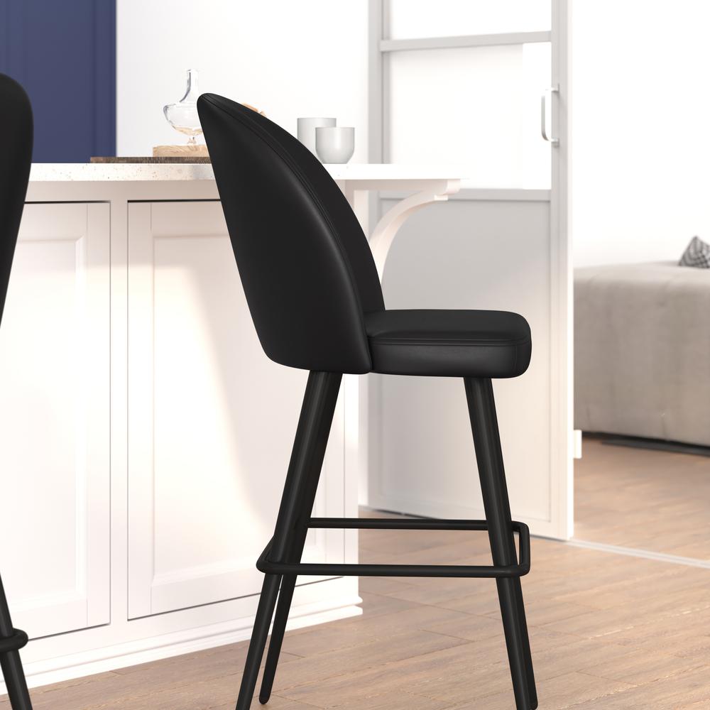 30" High Back Armless Barstools, Black LeatherSoft-Set of 2. Picture 8