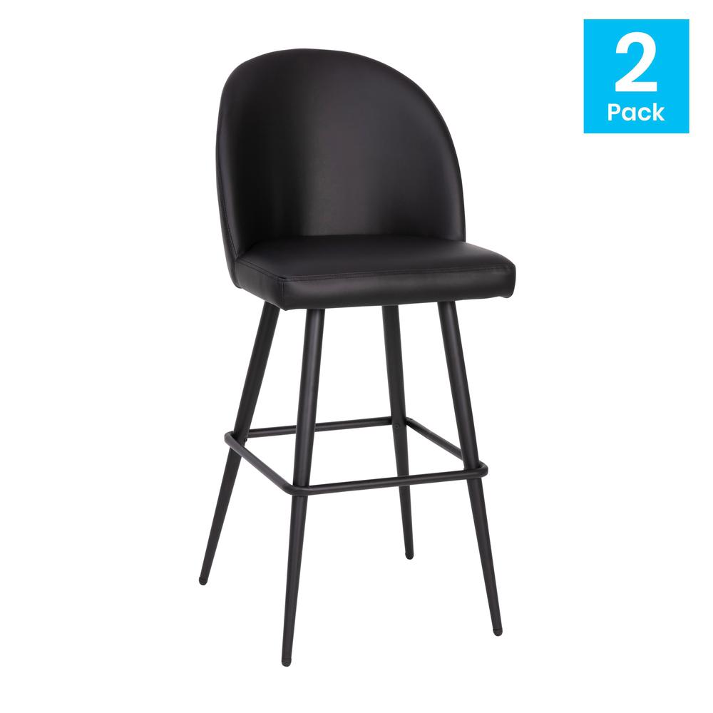 30" High Back Armless Barstools, Black LeatherSoft-Set of 2. Picture 2
