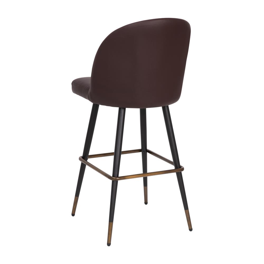 Lyla 30" Commercial Grade High Back Modern Armless Barstools with Contoured Backrest, Steel Frame and Integrated Footrest, Brown LeatherSoft-Set of 2. Picture 9