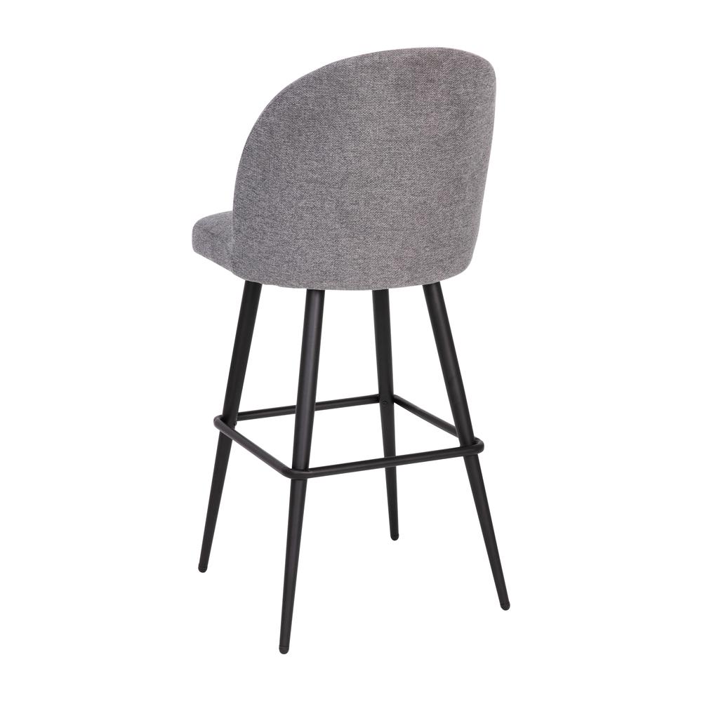 30" High Back Armless Barstools, Gray Faux Linen-Set of 2. Picture 9