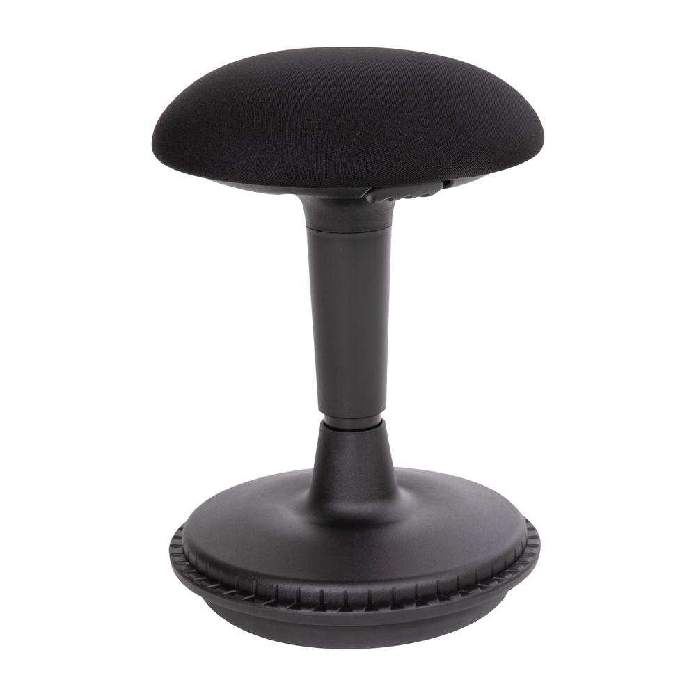 Adjustable Height Active Office Stool - Black Sit-To-Stand  Learning Chair - Padded Swivel Stool with Rocking, Wobble, Tilting Motion. Picture 1
