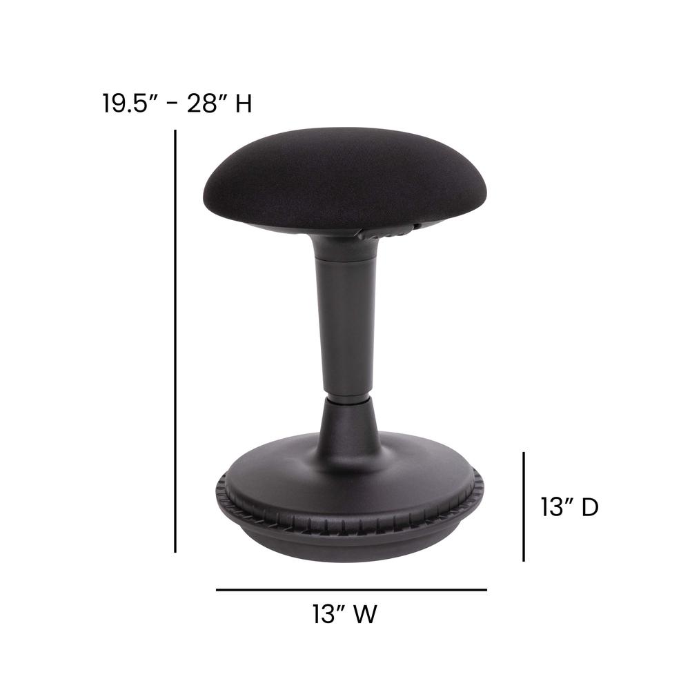 Adjustable Height Active Office Stool - Black Sit-To-Stand  Learning Chair - Padded Swivel Stool with Rocking, Wobble, Tilting Motion. Picture 6