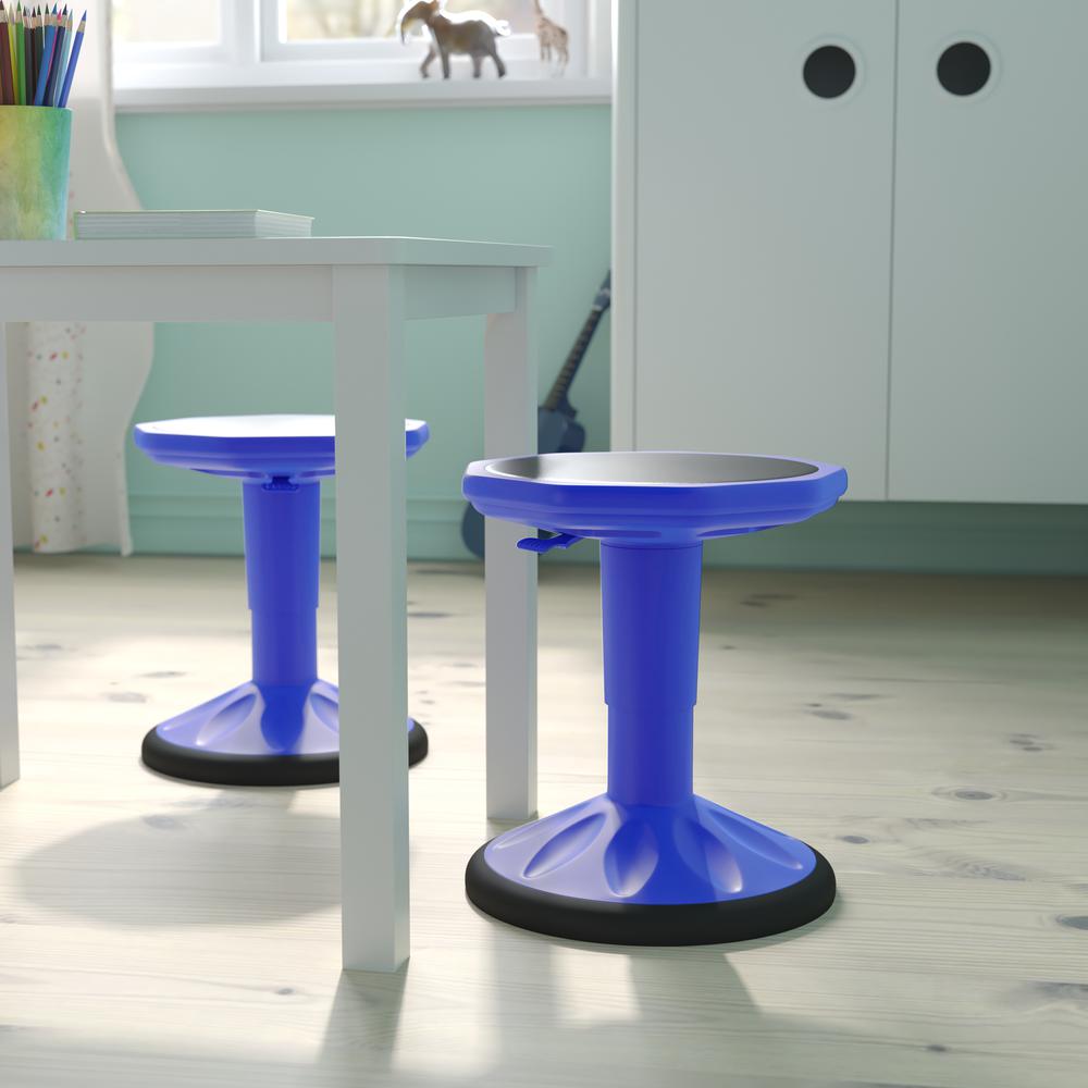 Adjustable Height Kids Active Stool with Bottom in Blue, 14" - 18" Seat Height. Picture 7