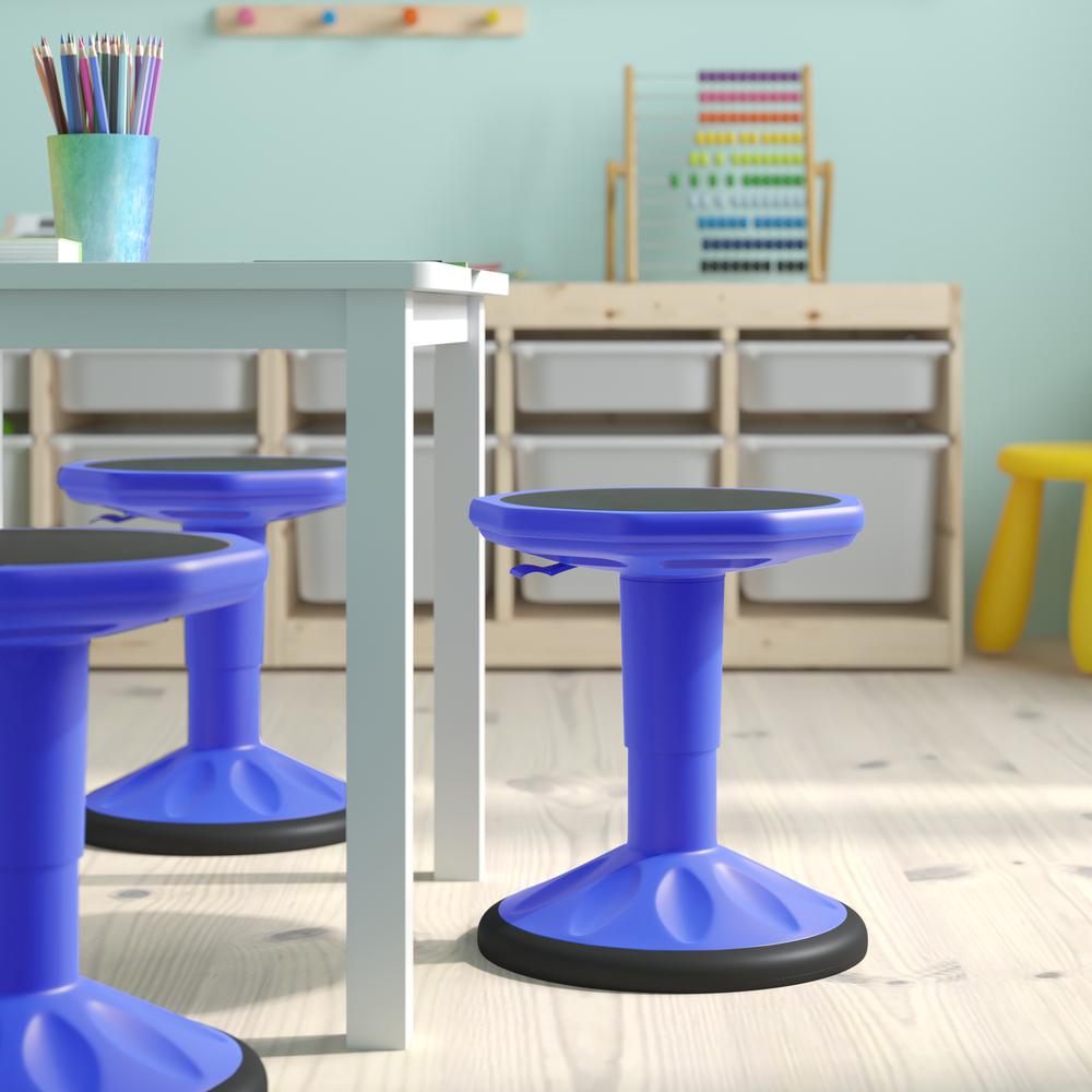Adjustable Height Kids Active Stool with Bottom in Blue, 14" - 18" Seat Height. Picture 8