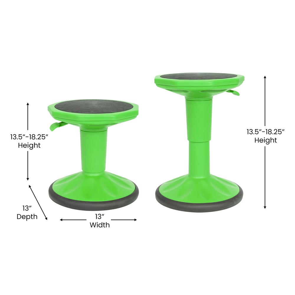 Adjustable Height Kids Active Stool with Bottom in Green, 14" - 18" Seat Height. Picture 5