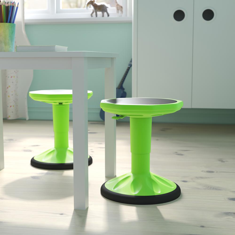 Adjustable Height Kids Active Stool with Bottom in Green, 14" - 18" Seat Height. Picture 7