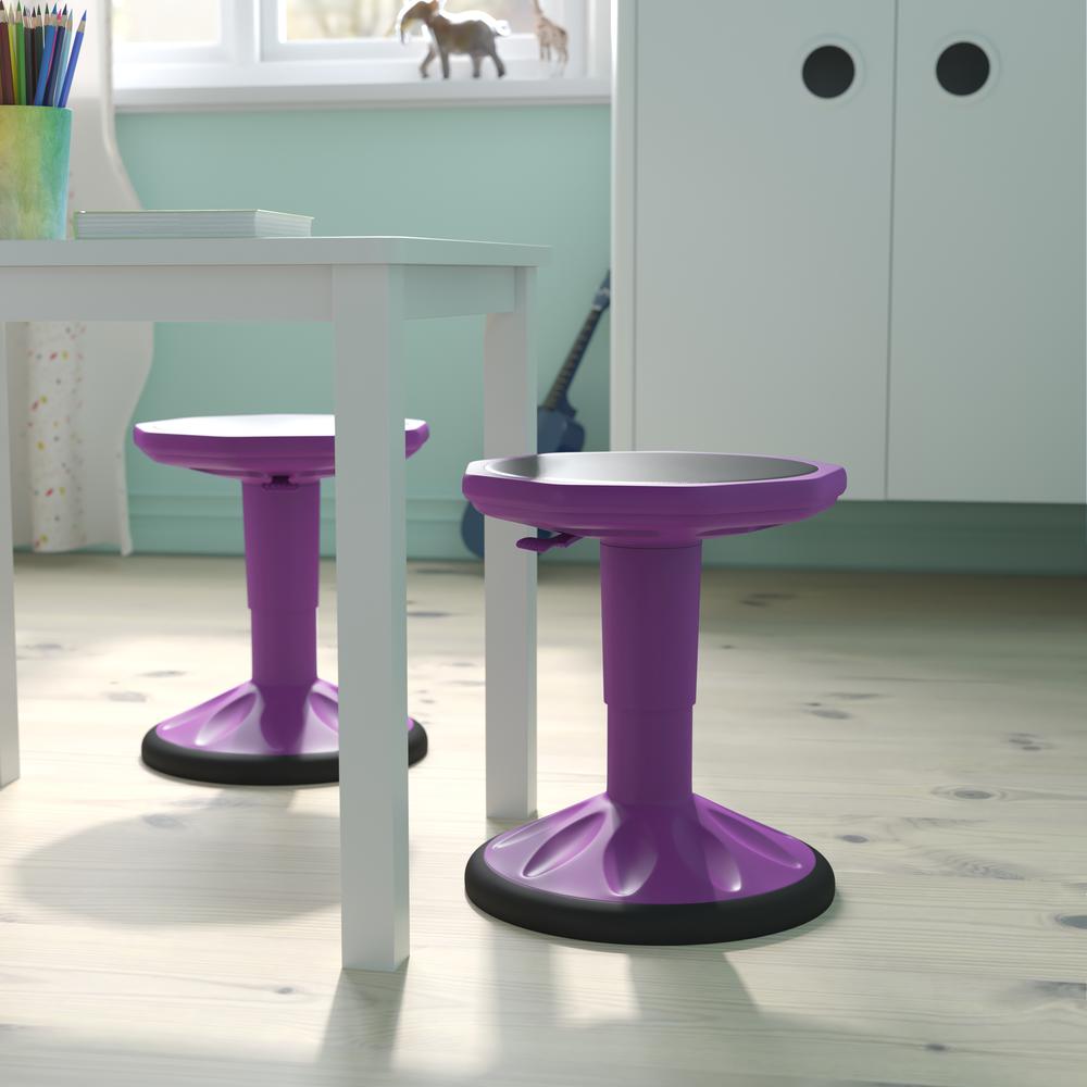 Adjustable Height Kids Active Stool with Bottom in Purple, 14" - 18" Seat Height. Picture 7