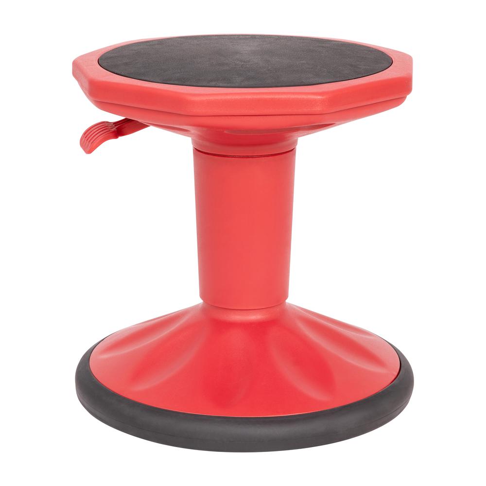 Adjustable Height Kids Active Stool with Bottom in Red, 14" - 18" Seat Height. Picture 2