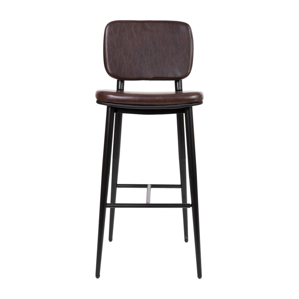 Mid-Back Barstools - Brown Upholstery - Black Iron Frame - Set of 2. Picture 8