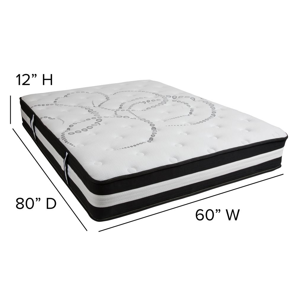 Queen 12 Inch Foam Pocket Spring Mattress, 2 inch Gel Memory Foam Topper Bundle. Picture 4