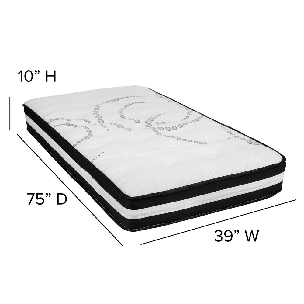 Twin 10 Inch Foam Pocket Spring Mattress, 2 inch Gel Memory Foam Topper Bundle. Picture 6