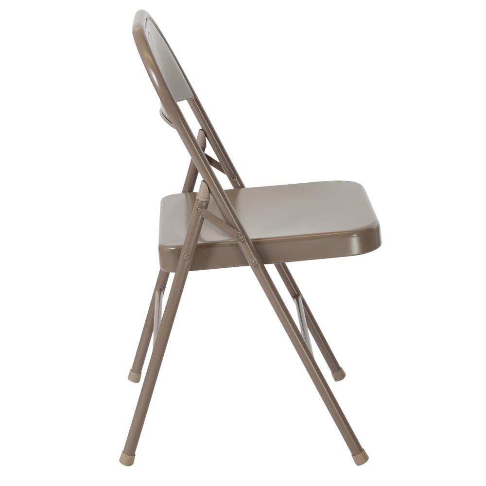 HERCULES Series Double Braced Beige Metal Folding Chair. Picture 3
