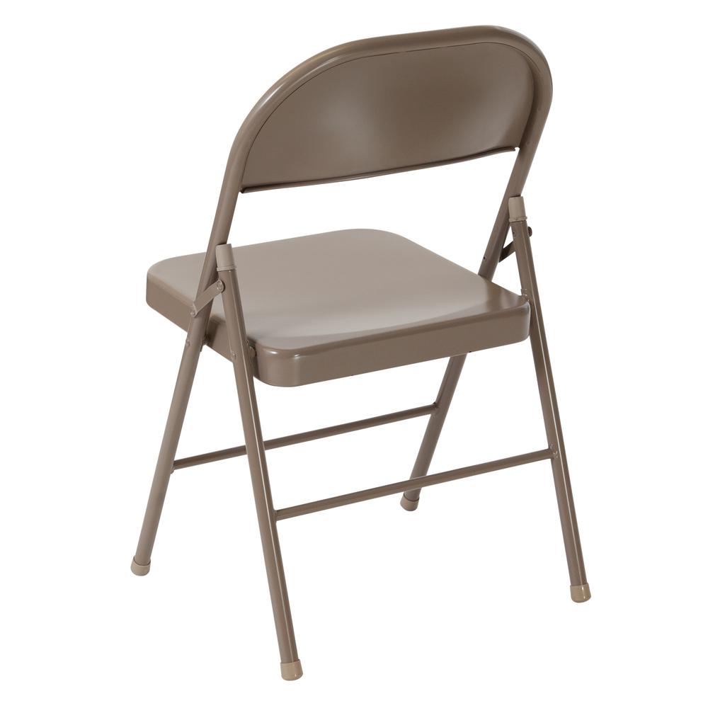 HERCULES Series Double Braced Beige Metal Folding Chair. Picture 4
