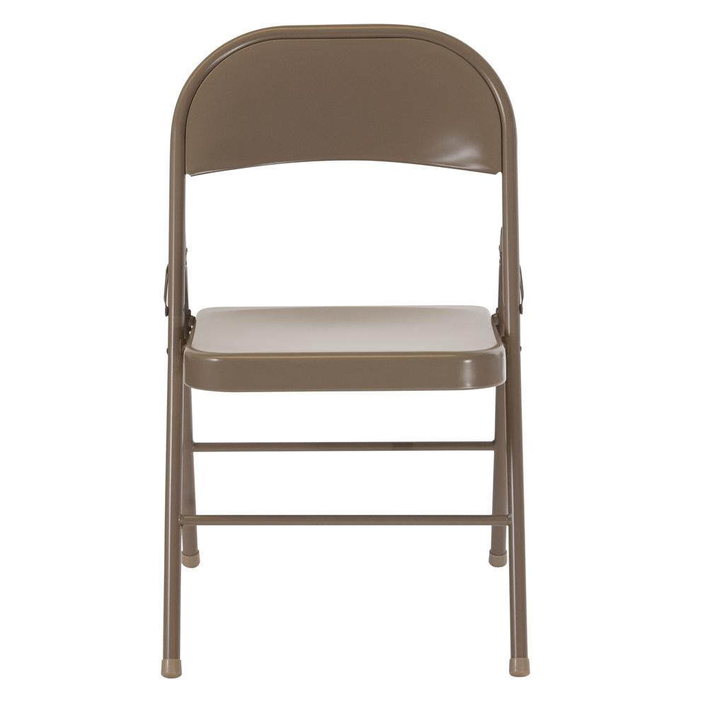 HERCULES Series Double Braced Beige Metal Folding Chair. Picture 5