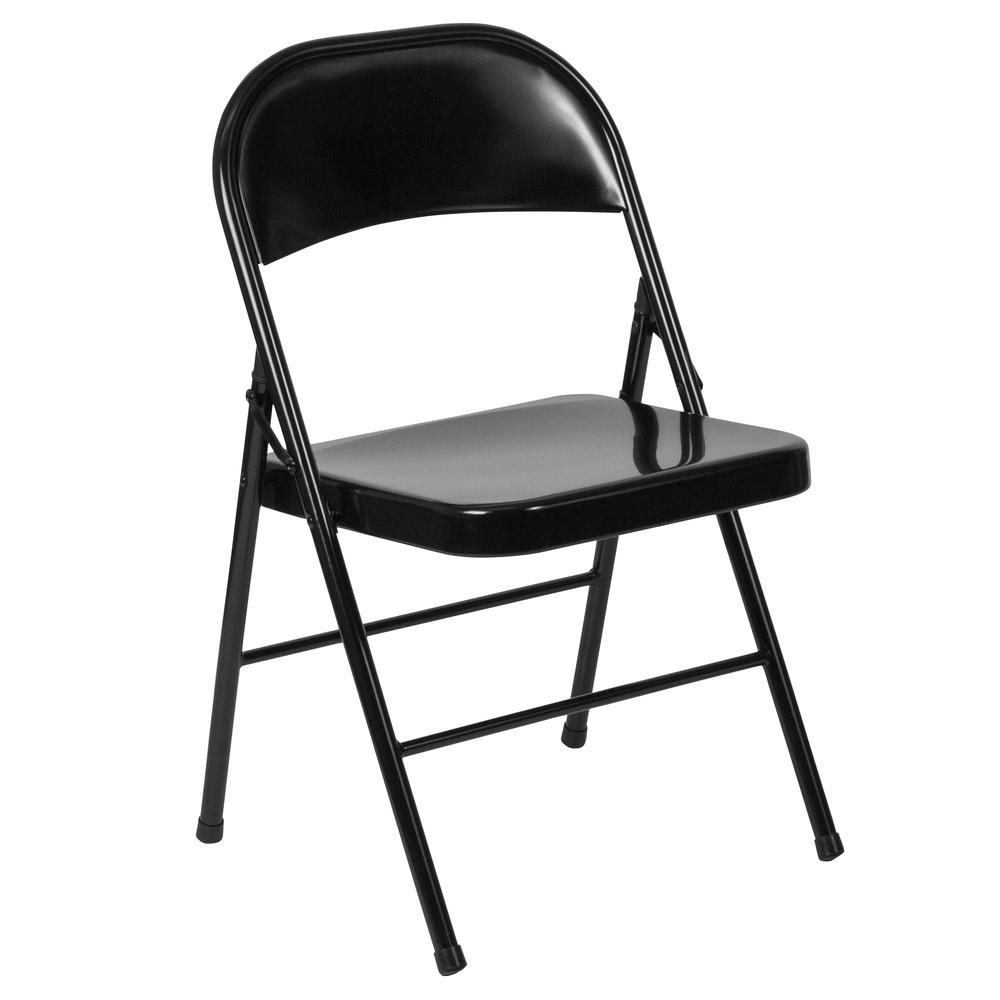 HERCULES Series Double Braced Black Metal Folding Chair. Picture 1